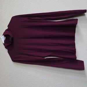 St.John Burgundy Long Sleeve Turtleneck Top Nylon, Sz M